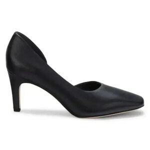 VINCE Tiana Point-Toe Leather Pumps Heels Black